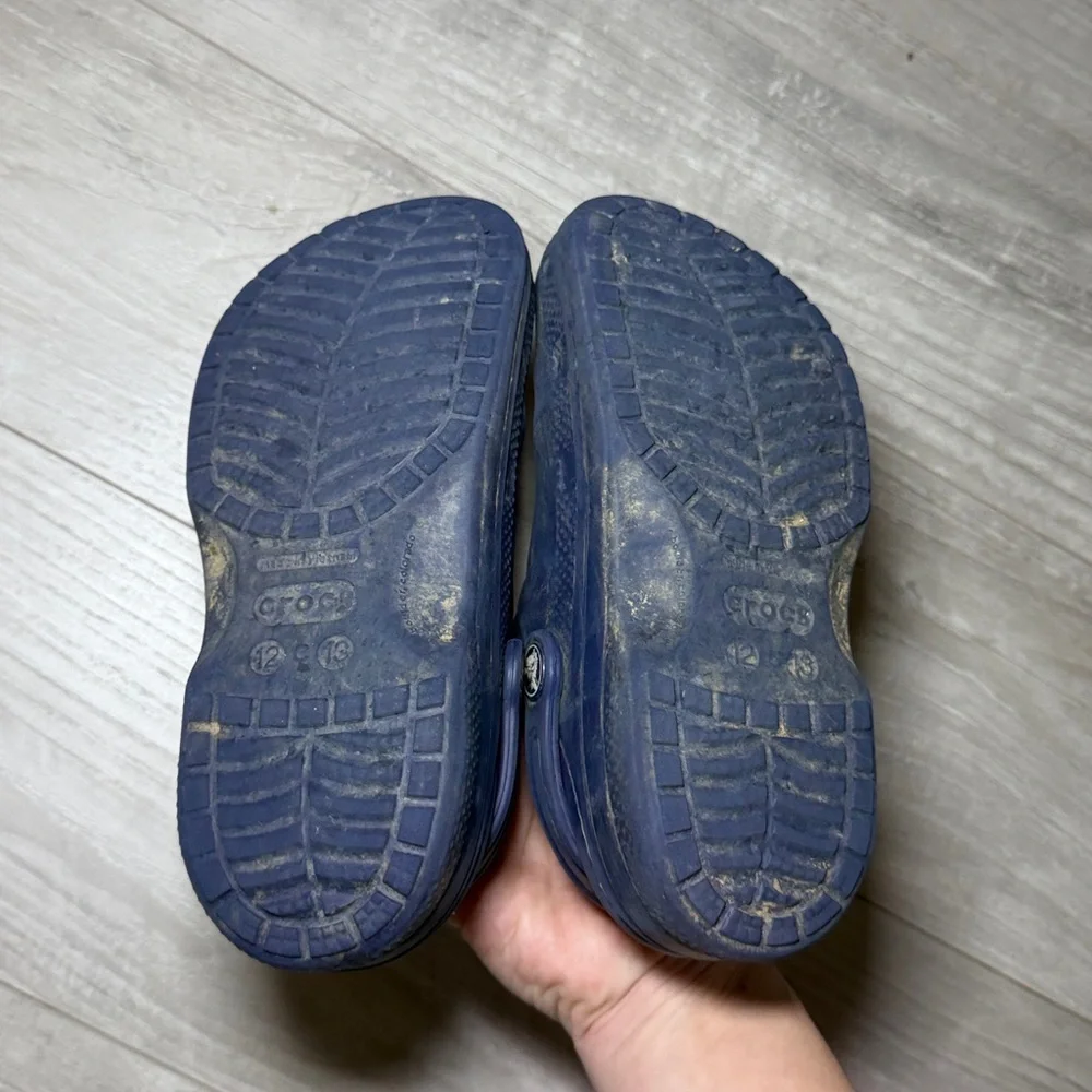 Kids Navy Crocs Size 12 13 Slip on Fleece lined